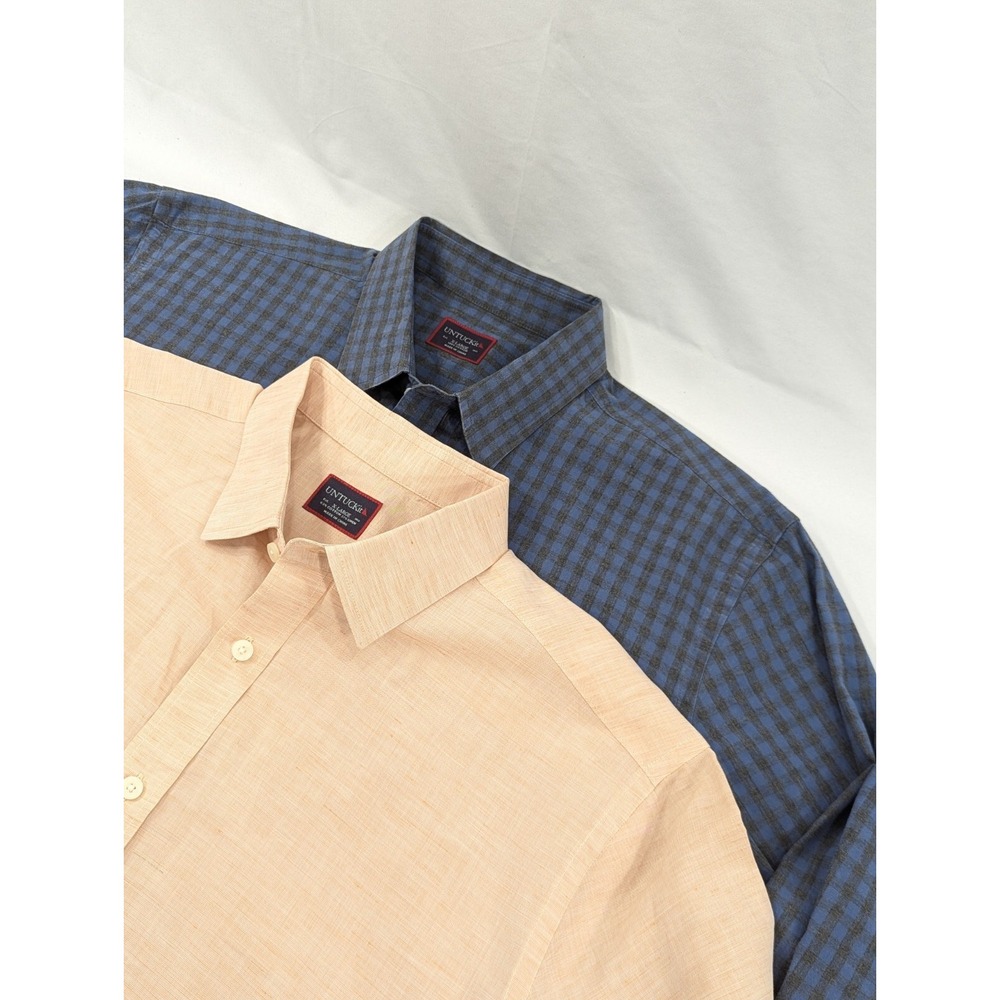2) Two Men's UNTUCKit Button Down Up Shirts 1) Cotton 1) Linen Blend Men XL